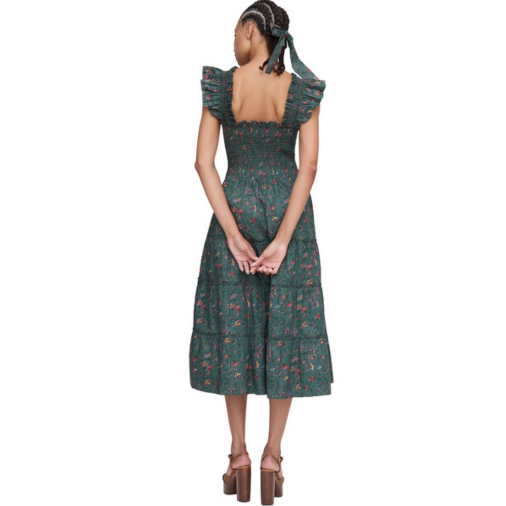 Hill House Green Floral Tiered Midi Dress - Picture 2 of 4
